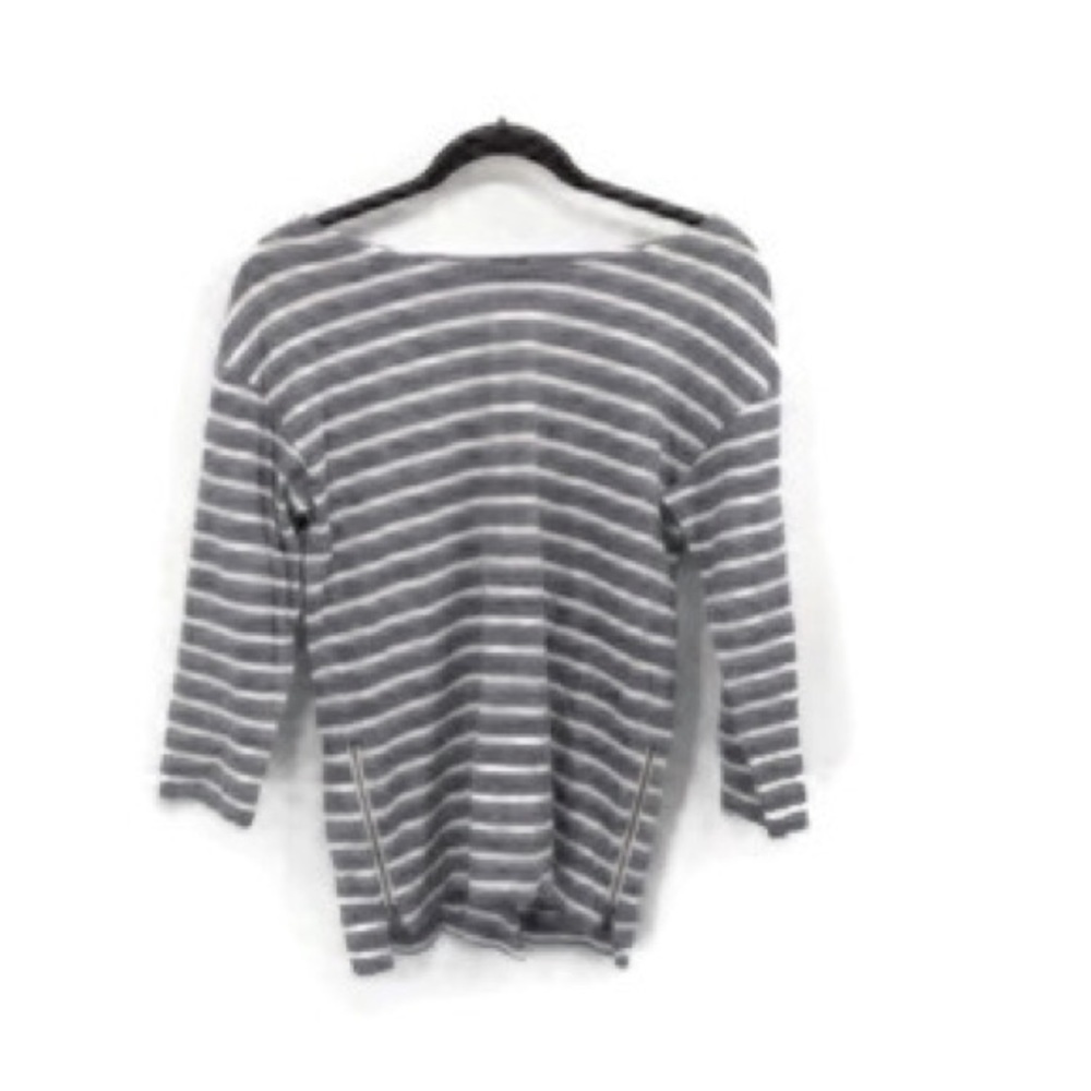 J crew Striped 3/4 Sleeve Boat Neck Top w/‎ Zipper Detail - Casual Cute
